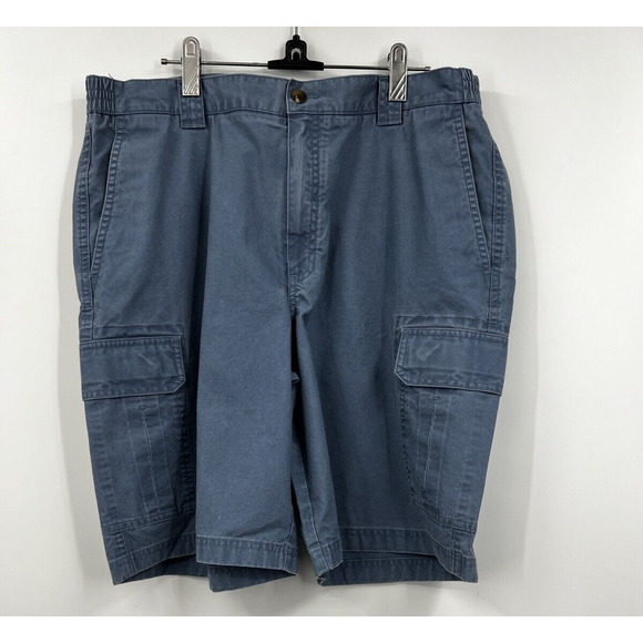 LL Bean Shorts Mens 36 Blue Cargo Double L Natural Fit Flat‎ Front Casua - Picture 1 of 8